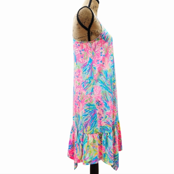 Lilly Pulitzer Pink and Blue Tropical Ruffled Sundress, Size S - Picture 3 of 7